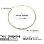 color: TXP610-Green Zircon Gold Necklace -30+12cm