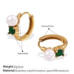 color: EH1090GWG Green White Gold Hoop Earrings
