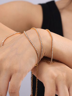 Elegant Simple Personality Affordable Luxury Ornament Inlaid Zircon Design Stainless Steel Gold Plated Starry Bracelet