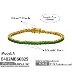 color: E402-Green Zircon Gold Bracelet -17cm