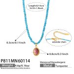 color: P811-Gold Beaded Necklace 42+5cm