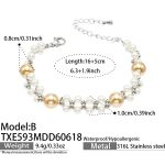 color: TXE593-B Style Shell Pearl Steel Color Bracelet -16+5cm