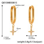 color: Q015-Gold Cross Zircon U Shape Earrings
