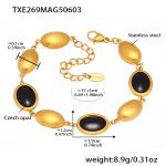 color: TXE269-Gold Black Opal Bracelet 17+5cm