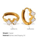color: EH1181WEG White Enamel Gold Small Hoop Earrings