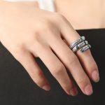 color: A544-Green Rhinestone Steel Color Ring / size: US 6