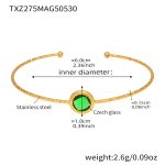color: TXZ275-Gold Imported Czech Green Glass Stone Bangle
