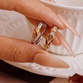 Gold Stainless Steel Cross Ring Women's Light Luxury Advanced Woven Pattern Ring Shank Plated PVD Decoration