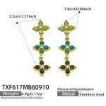 color: TXF617-Green Zircon Gold Earrings