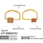 color: A713-Large Pink Zircon + Small Rose Red Zircon Gold Ring