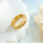 Retro Design Court Inlaid Zircon Embossed Sun Moon Ring Stainless Steel Plated 18K Gold Male Women's Ring