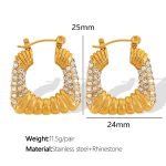 color: EH293 White Rhinestone Gold Earrings