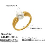 color: A161-Imitation Pearl Gold Ring / size: US 6