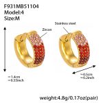 color: F931-4 Red Color Zircon Earrings -Medium