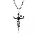color: Black Rhinestone Snake + Stainless Steel Chain