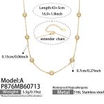 color: P876-A Style Round Zircon Gold Necklace -43+5cm