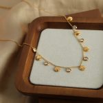New Vacation Stainless Steel Gold-Plated Shell Zircon Pendant Clavicle Chain Necklace All-Match Jewelry