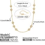 color: P876-C Style Round Zircon Gold Necklace -39+5cm