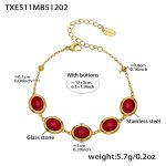 color: TXE511-Red Color Glass Stone Gold Bracelet 17+5cm