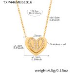 color: TXP446-Gold Heart Zircon Necklace 41+5cm