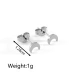 color: Crescent Stud Earrings Steel Color MS-232B