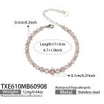 color: TXE610-Pink Zircon Steel Color Bracelet -17+5cm