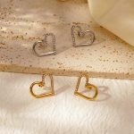 Heart-Shaped Diamond Stud Earrings Women's Light Luxury High-End Love Plated 18K Gold Earrings All-Match Earrings