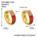 color: F931-4 Red Color Zircon Earrings -Large