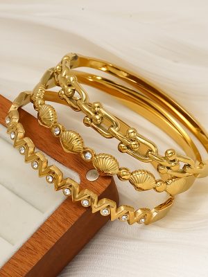 High-Grade Stainless Steel Gold-Plated Inlaid Zircon Bracelet Female Light Luxury Temperament Buckle Bracelet