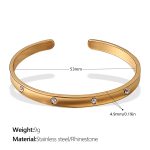 color: SZ263WERG White Rhinestone Gold Bangle