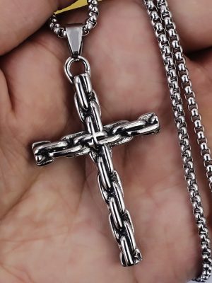 New Hip Hop Chain Cross Stainless Steel Necklace Men's Pendant Personal Accessories