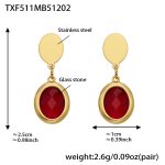color: TXF511-Red Color Faceted Stone Gold Earrings