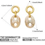 color: TXF389-Resin Pig Nose Clasp Zircon Gold Earrings