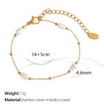 color: SL93 White Bead Gold Bracelet