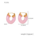 color: F1151-Pink Resin Earrings