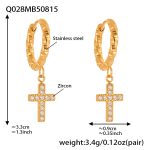 color: Q028-Gold Cross Zircon Earrings