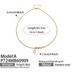 color: P724-A Style Drop Zircon Gold Choker -42+5cm