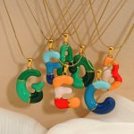 Oil Dripping Capsule Bubble Color Dopamine Letter Necklace Female 26 English Clavicle Chain