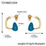 color: F319-Gold Blue Enamel Earrings