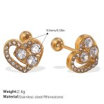 color: EH940WEG White Rhinestone Gold Stud Earrings