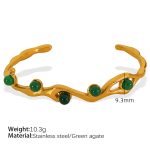 color: SZ66GG Green Agate Gold Bangle