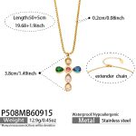 color: P508-Multicolor Zircon Cross Gold Necklace -50+5cm