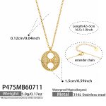 color: P475-Zircon Pig Nose Link Gold Necklace -42+5cm