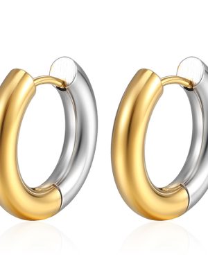 Circle Stainless Steel Earrings Unisex Golden Versatile Rooms Gold Accessories Men