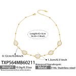 color: TXP564-Gold White Cat's Eye Stone Necklace