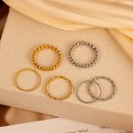 Gold-Plated Twist Weave Ring Women's Light Luxury Advanced Stainless Steel Ring Commuter's All-Matching Ornament