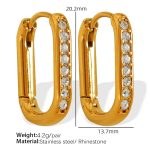 color: EH314 White Rhinestone Gold Earrings