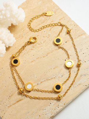Roman Cold Minimalistic Personalized Design Bracelet Female Stainless Steel Plated 18K Real Gold E144