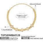 color: TXP589-White Cat's Eye Stone Gold Necklace -31+12cm