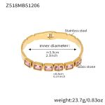 color: Z518-Gold Pink Glass Stone Bangle
